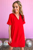 SSYS red Collared Crepe Dress, collar detail, shift dress, v neck, must have, office look, shop style your senses by mallory fitzsimmons