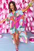 Pink Multi V Neck High Low Caftan Dress *FINAL SALE*