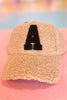 Taupe Sherpa Initial Baseball Cap