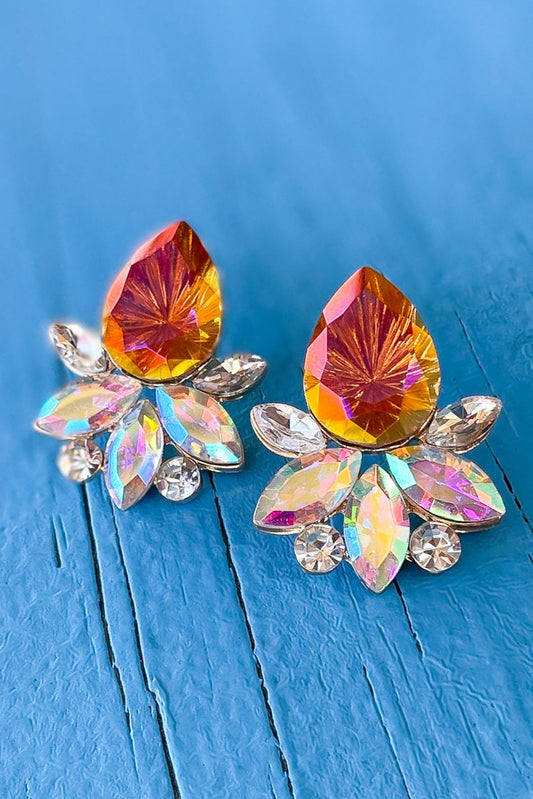 	Gold Orange Rhinestone Teardrop Stud Earrings, fall fashion, fall must have, date night, trendy, elevated look, shop style your senses by mallory fitzsimmons