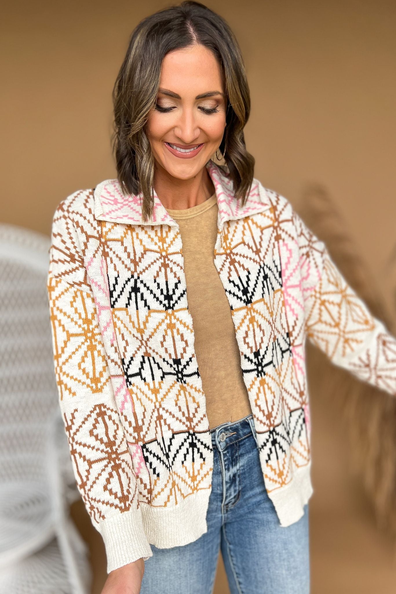 Cream Neutral Collared Knit Cardigan, fall fashion, must have, layered look, knit, mom style, shop style your senses by mallory fitzsimmons