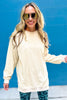 Cream Corded Sweatshirt With Side Slit SSYS The Label