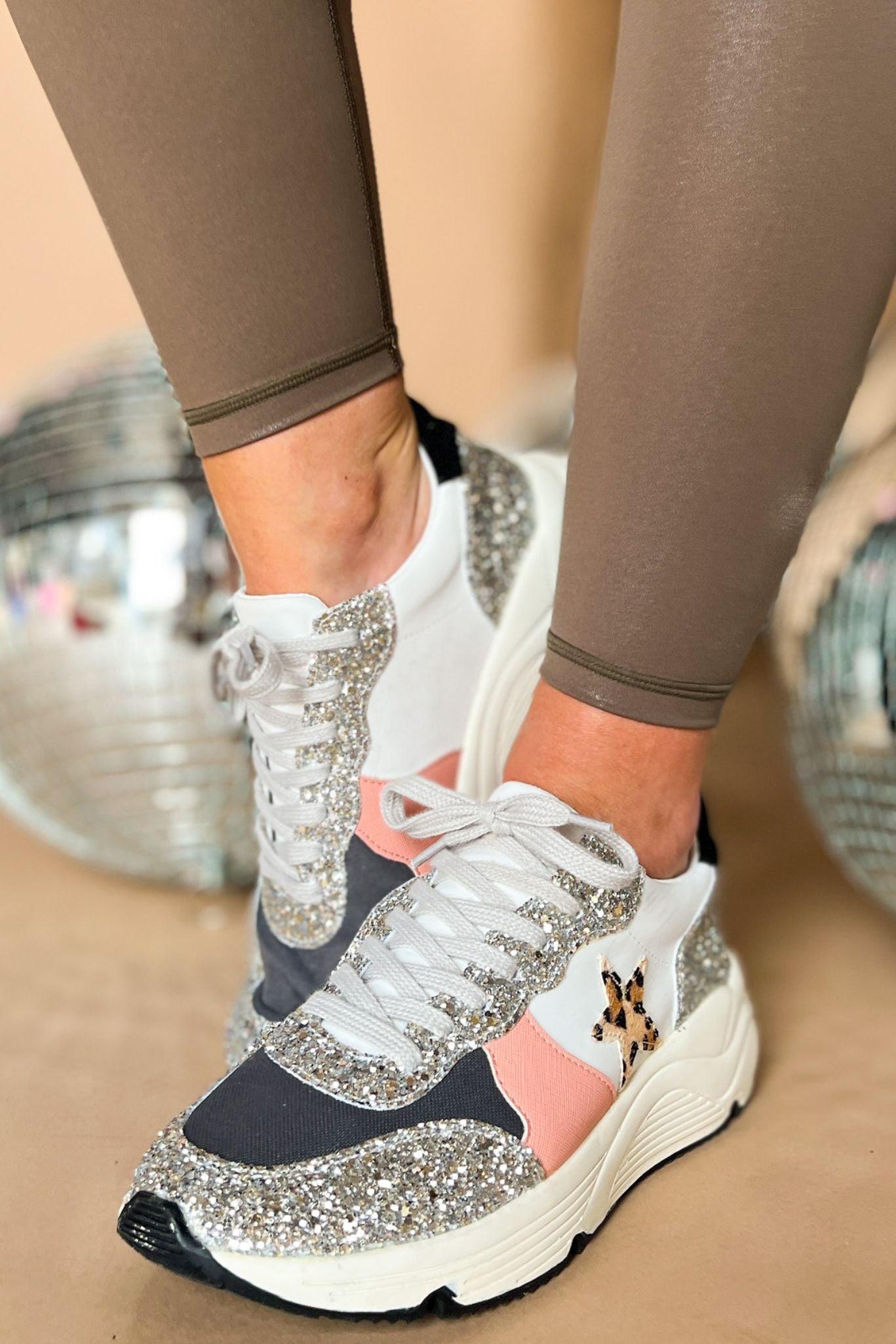 Grey Glitter Animal Print Star Sneakers, athleisure, everyday wear, star detail, glitter detail, mom style, shop style your senses by mallory fitzsimmons