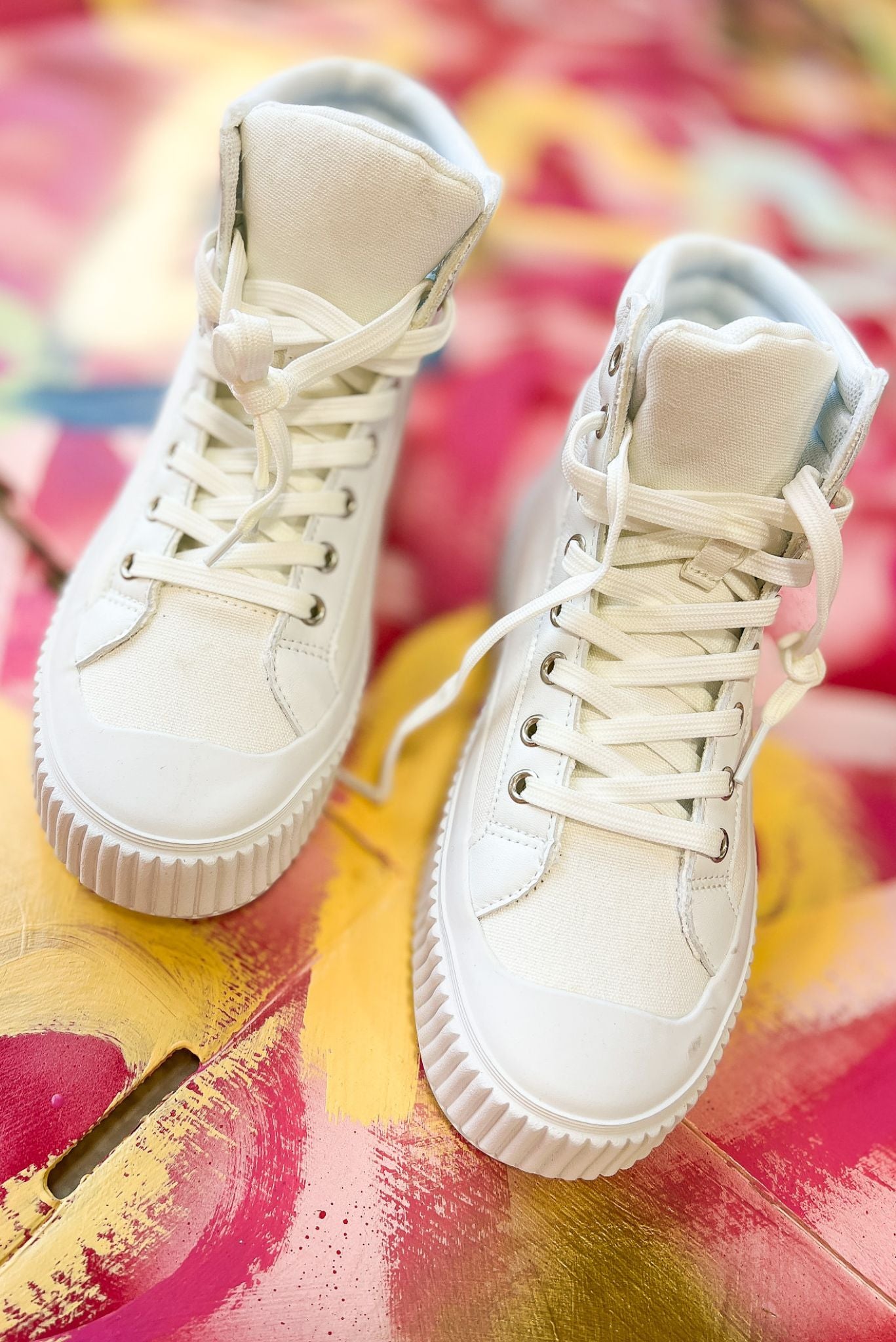 White High Top Canvas Platform Sneakers FINAL SALE 5