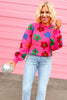 hot pink Floral Ribbed Hem Sweater, fall fashion, fall must have, elevated look, sweater weather, floral, shop style your senses by mallory fitzsimmons