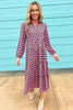 Pink Geometric Long Sleeve Collared Maxi Dress SSYS The Label, fall fashion, custom piece, must have, mom style, fall dress, date night, shop style your senses by mallory fitzsimmons