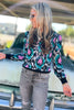 black Blue Printed Puff Sleeve Sweater, fall fashion, fall must have, mom style, elevated look, sweater weather, work wear, shop style your senses by mallory fitzsimmons