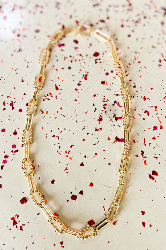 Gold Solid Twisted Paperclip Chain Necklace, fall fashion, must have, elevated accessory, everyday wear, chic, mom style, shop style your senses by mallory fitzsimmons