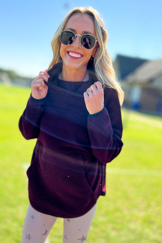 Burgundy High Neck Swoop Hem Hooded Pullover, must have, everyday wear, mom style, hoodie, fall basic, shop style your senses by mallory fitzsimmon