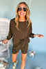 Olive Drop Shoulder Top And Shorts Set, matching set, lounge wear, mom style, everyday wear, shop style your senses by mallory fitzsimmons