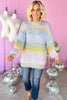 Sage Blue Striped Knit Sweater, spring fashion, ruffle sleeve, everyday wear, light weight, mom style, shop style your senses by mallory fitzsimmons