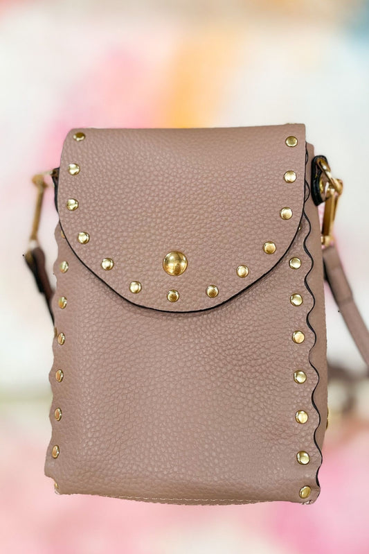 Mauve Studded Crossbody Bag