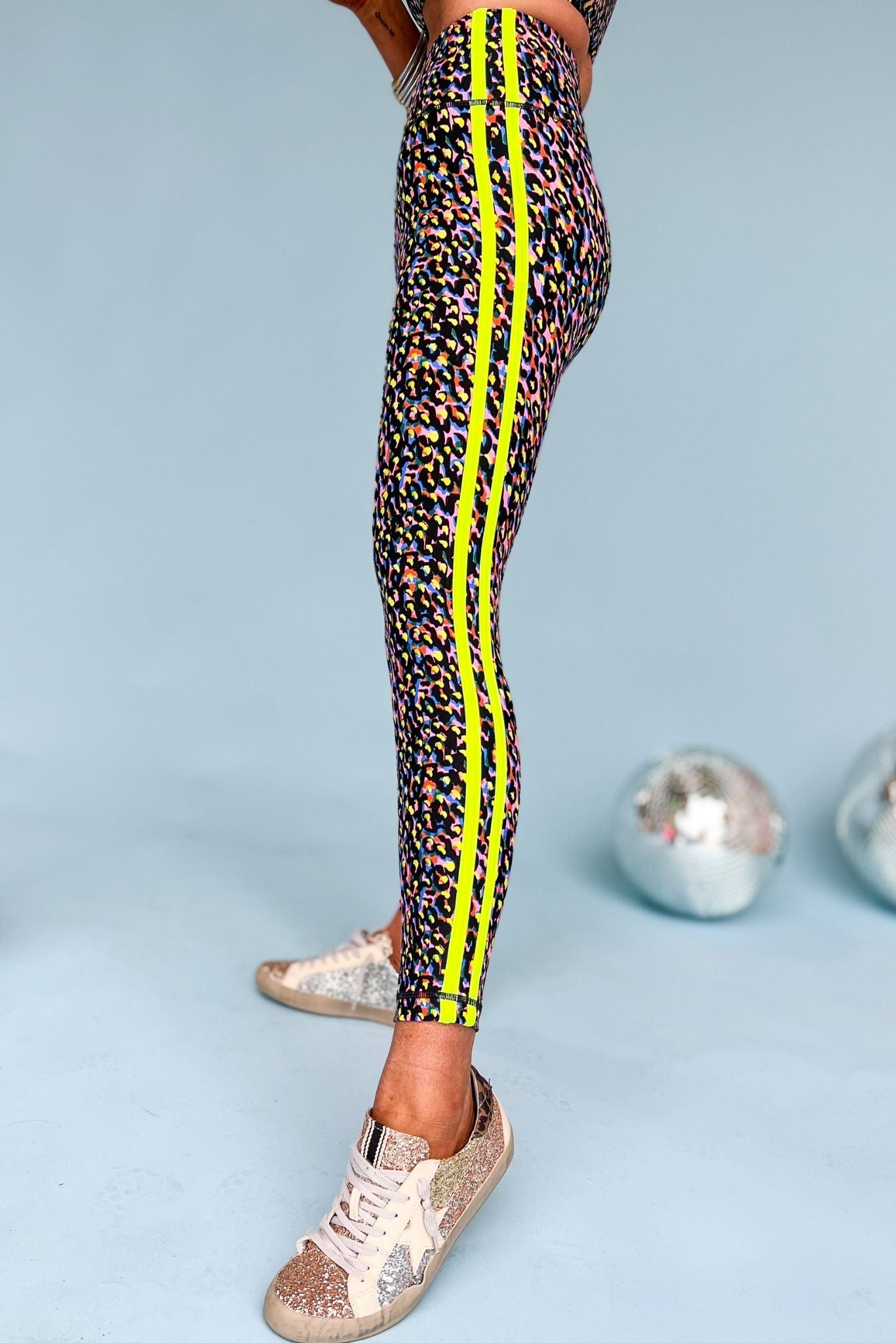 Neon Animal Print Leggings With Neon Stripes, fall fashion, must have, layered look, elevated look, mom style, shop style your senses by mallory fitzsimmons