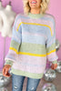 Sage Blue Striped Knit Sweater, spring fashion, ruffle sleeve, everyday wear, light weight, mom style, shop style your senses by mallory fitzsimmons