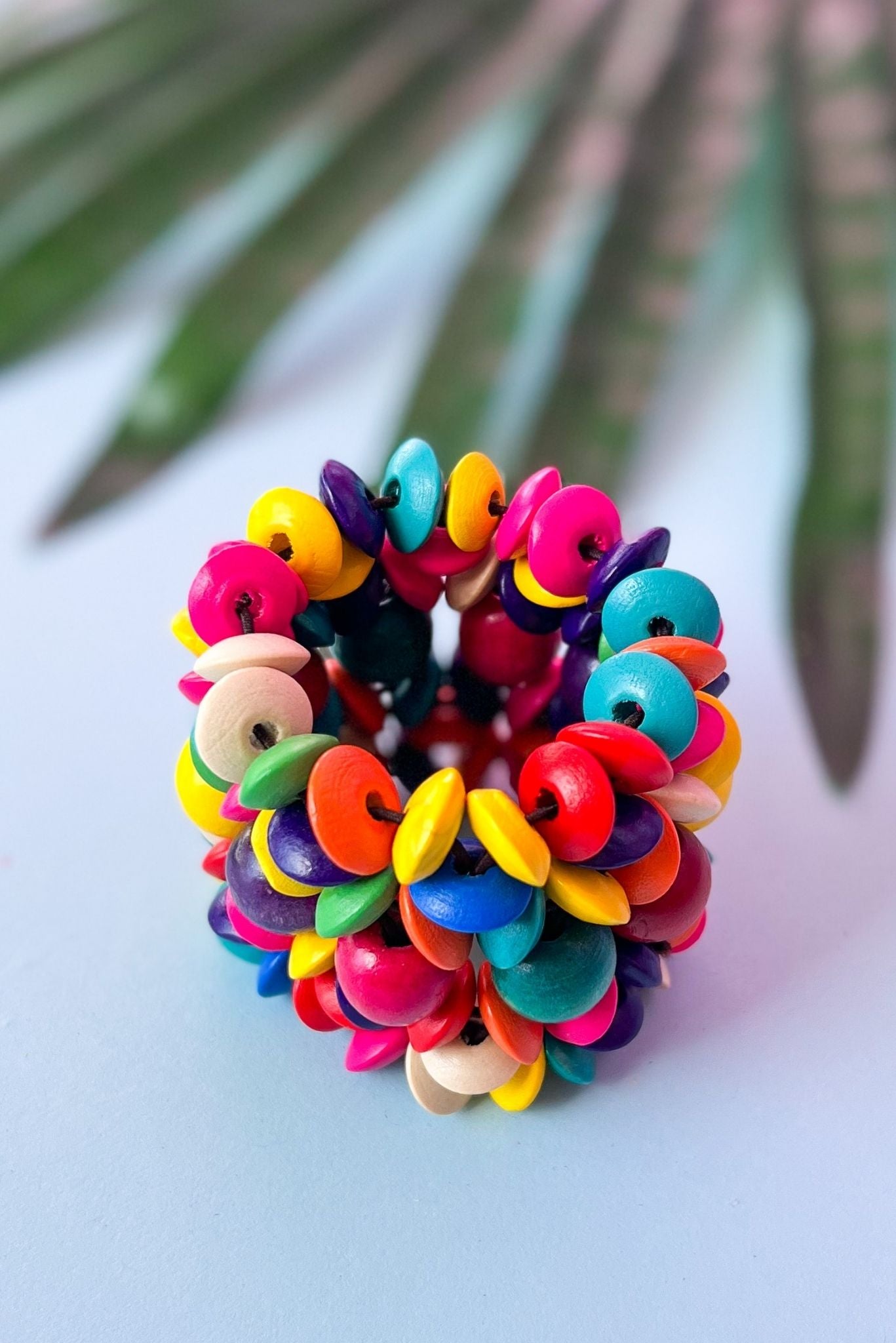 Colorful Cluster Wooden Bead Stretch Bracelet, cluster, beads, colorful, spring bracelet, must have, shop style your senses by mallory fitzsimmons