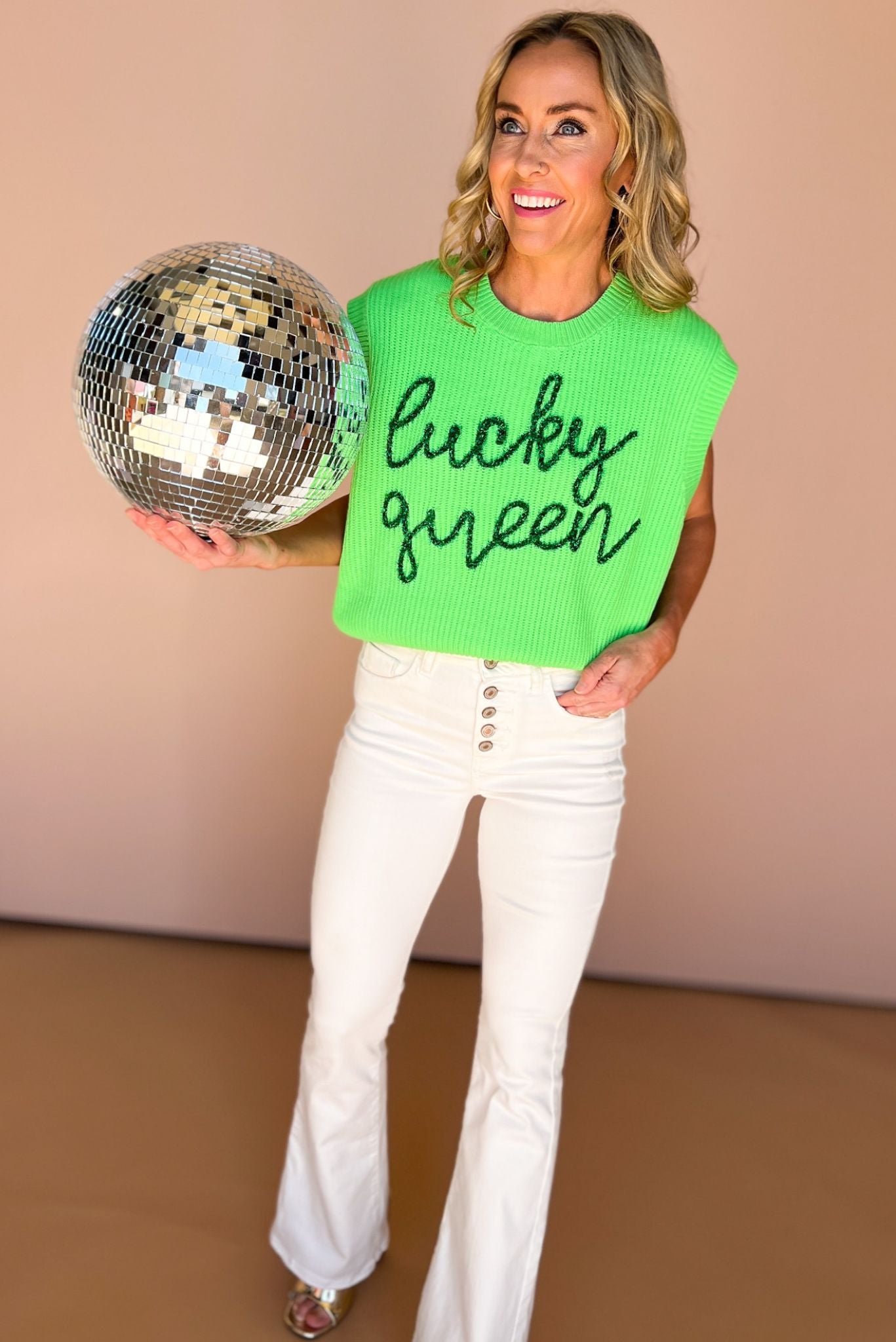 Queen Of Sparkles Green Lucky Queen Sweater Vest, queen of sparkles, sweater vest, mom style, spring look, shop style your senses by mallory fitzsimmons