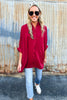 Burgundy Oversized Dolman Sleeve Tunic Top