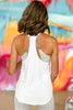 White Racerback Muscle Tank Top SSYS The Label, white racerback tank top, soft tank top, everyday wear, must-have, mom style, shop style your senses by mallory fitzsimmons