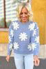 Blue Daisy Ribbed Hem Sweater, fall fashion, fall must have, layered look, elevated look, mom style, shop style your senses by mallory fitzsimmons