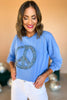 Blue Mineral Wash Peace Sign Pullover, mineral wash, floral detail, comfy, everyday wear, mom style, shop style your senses by mallory fitzsimmons