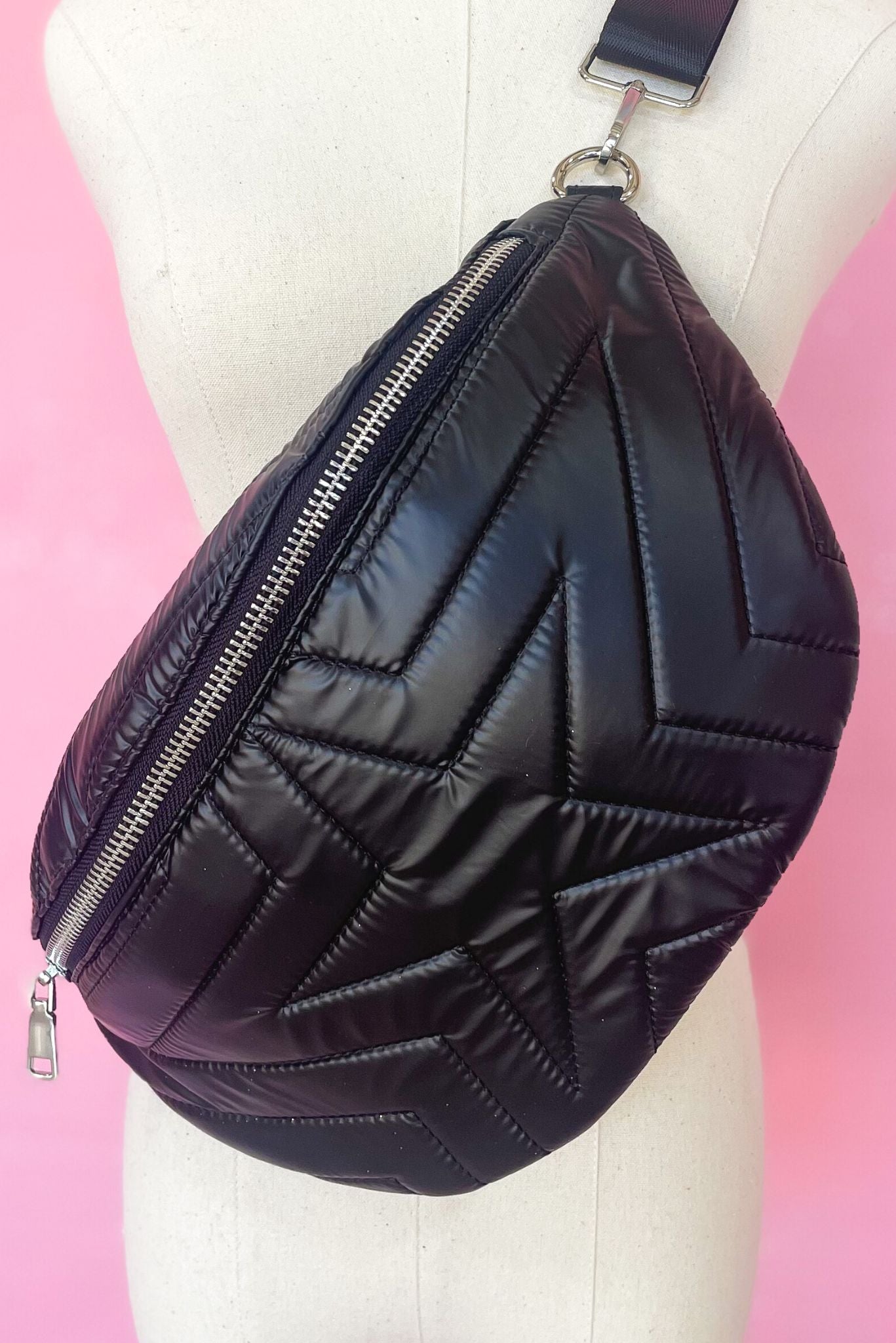 Black quilted cheap fanny pack