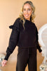 Black ruffle shoulder sweater wide leg pants set new arrivals travel outfit matching set shop style your senses by mallory fitzsimmons