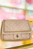 Khaki Quilted Gold Chain Crossbody Purse And Wallet