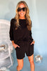 Black Drop Shoulder Top And Shorts Set, matching set, lounge wear, mom style, everyday wear, shop style your senses by mallory fitzsimmons