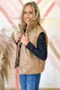 Camel Faux Leather Oversized Puffer Vest