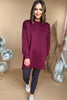 Burgundy Round Neck Longline Hi Low Sweatshirt Dress, fall fashion, must have, oversized fit, sweatshirt, travel look, mom style, shop style your senses by mallory fitzsimmons