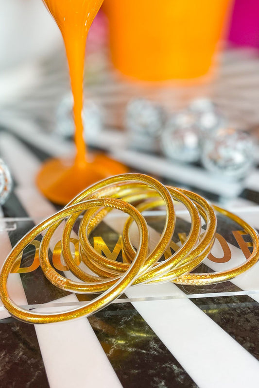 gold Glitter Jelly Bangle Bracelet Stack, fall fashion, must have, elevated accessory, everyday wear, chic, mom style, shop style your senses by mallory fitzsimmons