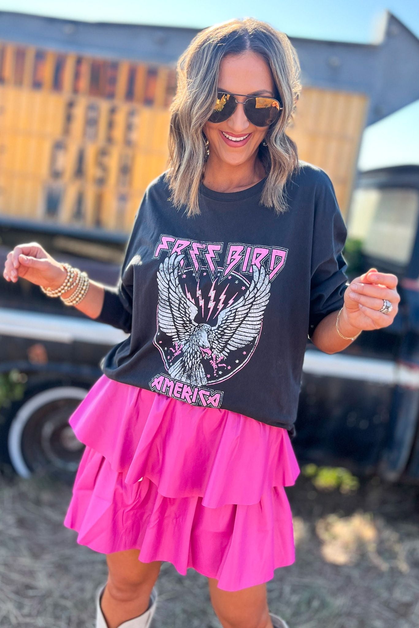 Black Free Bird America Long Sleeve Graphic Tee, elevated look, country concert, concert look, fall must have, fall fashion, shop style your senses by mallory fitzsimmons