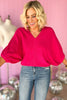 Hot Pink V Neck Dolman Sleeve Knit Top, new arrival, v neck, dolman sleeve, must have, spring look, shop style your senses by mallory fitzsimmons