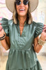 Olive Faux Leather V Neck Ruffle Sleeve Tiered Dress, must have fall dress, work to weekend, date night, transition dress, mom style, shop style your senses by mallory fitzsimmons