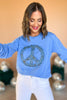 Blue Mineral Wash Peace Sign Pullover, mineral wash, floral detail, comfy, everyday wear, mom style, shop style your senses by mallory fitzsimmons