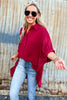 Burgundy Oversized Dolman Sleeve Tunic Top