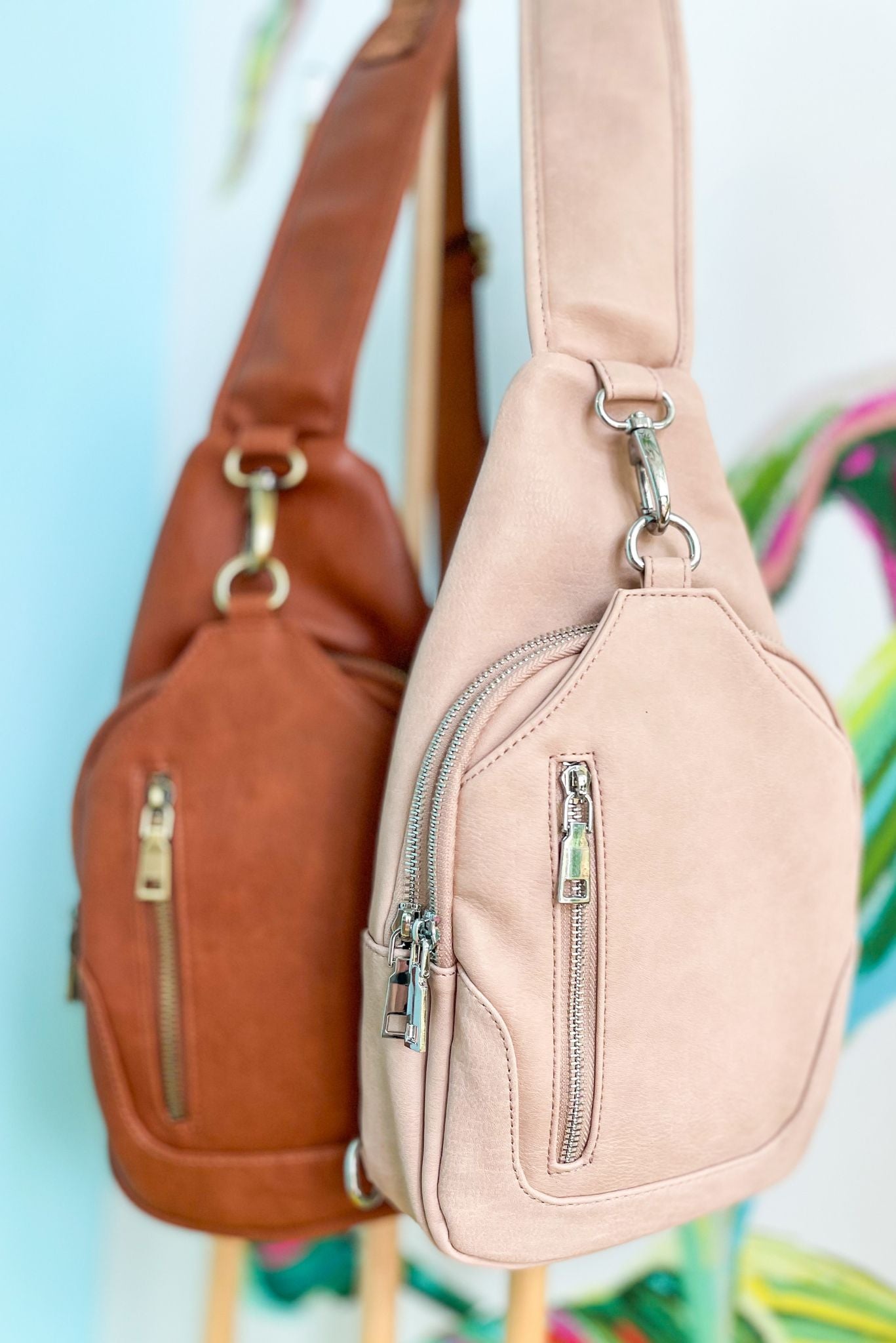 tan Faux Leather Sling Bag, fall fashion, must have, sling bag, everyday wear, mom style, chic, shop style your senses by mallory fitzsimmons