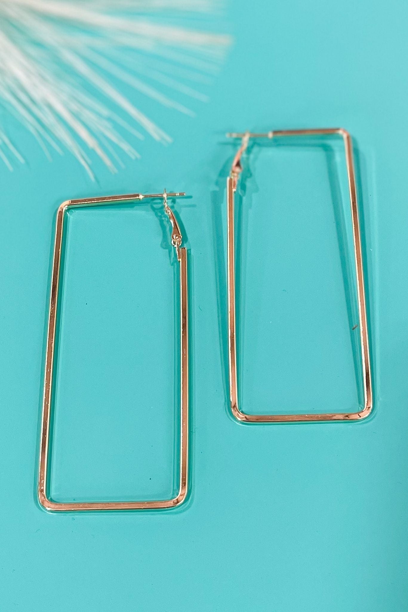 Gold Open Rectangle Hoop Earrings, staple piece, everyday wear, rectangle hoop, 3 sizes, shop style your senses by mallory fitzsimmons