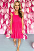 hot pink Ruffle Shoulder Sleeveless Tiered Dress, ruffle shoulder, round neck, easy fit, mom style, shop style your senses by mallory fitzsimmons