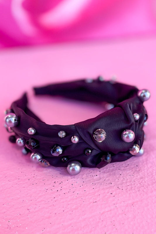 Black Pearl Beaded Knot Headband