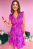 purple Pink Floral V Neck Ruffle Sleeveless Midi Dress, spring fashion, midi dress, floral, must have, mom style, shop style your senses by mallory fitzsimmons