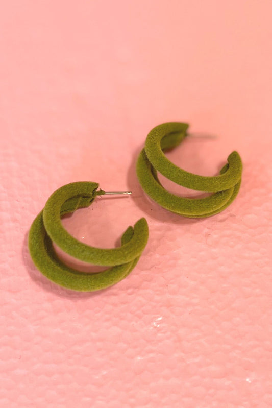 green Triple Layer Faux Suede Open Hoop Earrings, fall fashion, elevated look, hoop earrings, must have, mom style, date night, shop style your senses by mallory fitzsimmons