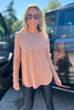 Tan Ribbed Long Sleeve Top With Side Slits, must have, everyday wear, mom style, hoodie, fall basic, shop style your senses by mallory fitzsimmon