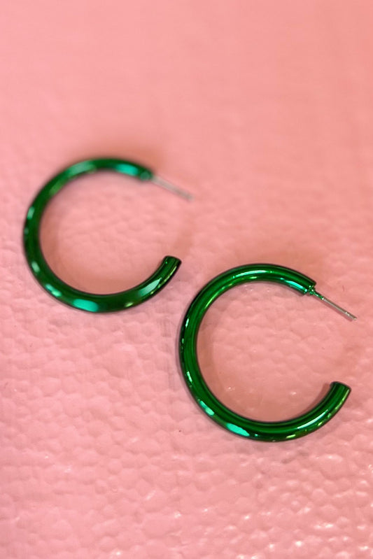 Shiny green Thick Open Hoop EarringsEarrings, fall fashion, elevated look, hoop earrings, must have, mom style, date night, shop style your senses by mallory fitzsimmons