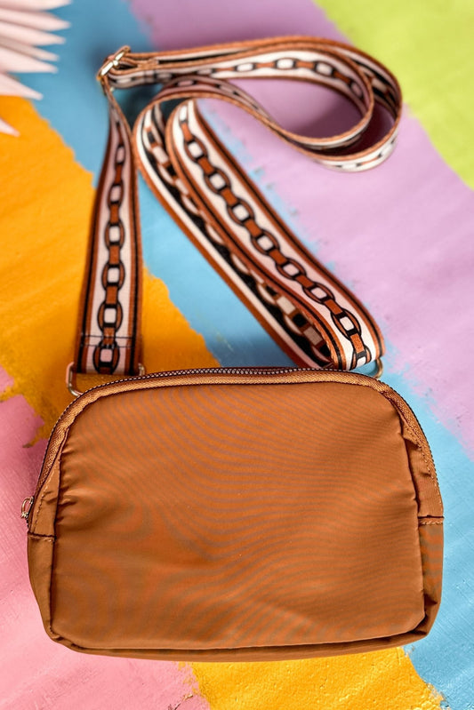 brown Interchangeable Strap Sling Bag, crossbody bag, spring look, tribal strap, sling bag, must have, shop style your senses by mallory fitzsimmons