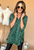 Green Animal Print Satin Drop Shoulder Oversized Tunic Top, oversized fit, flowy top, work wear, mom style, fall transition piece, shop style your senses by mallory fitzsimmons