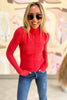 Red Exposed Hem Turtleneck Top, fall staple, fall fashion, must have, layered look, exposed hem detail, shop style your senses by mallory fitzsimmons