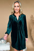 Green Velvet Split V Neck Long Sleeve Shift Dresst, fall fashion, velvet, must have, mom style, chic, elevated look, shop style your senses by mallory fitzsimmons