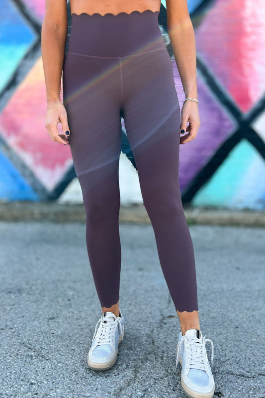 Eggplant Scallop Edge Seamless Leggings SSYS The Label