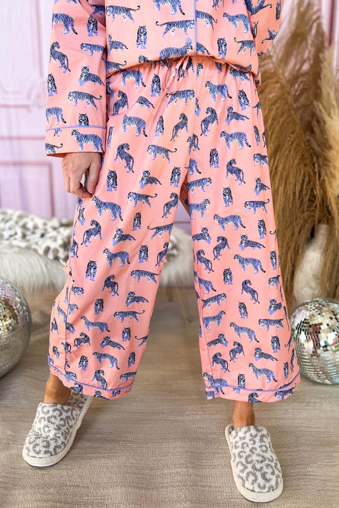 Lavender Tiger Long Sleeve Pajama Pant Set SSYS The Label, cozy collection, everyday wear, lounge wear, mom style, must have, shop style your senses by mallory fitzsimmons